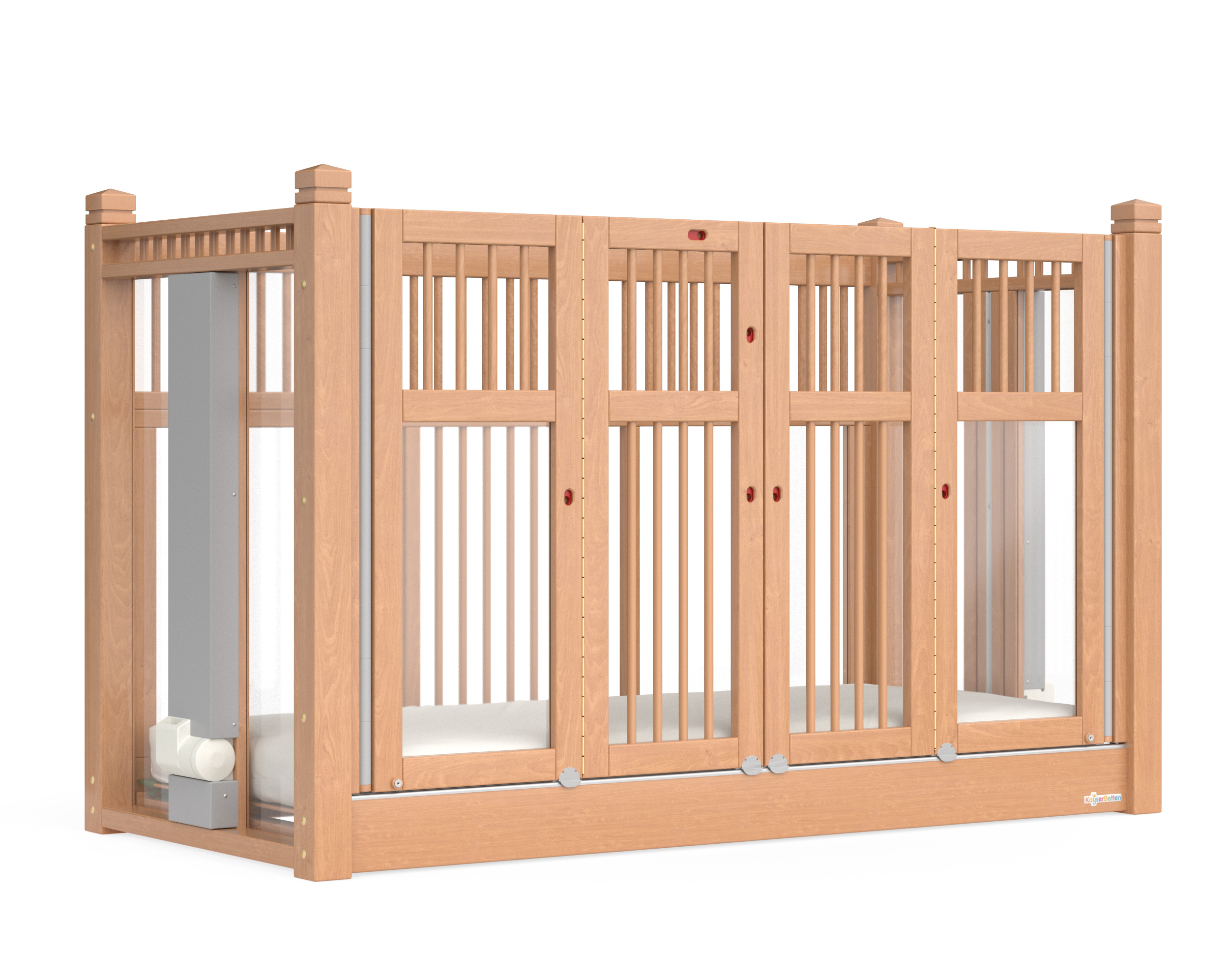 Olaf wooden care cot with high sides and 4 full-height doors