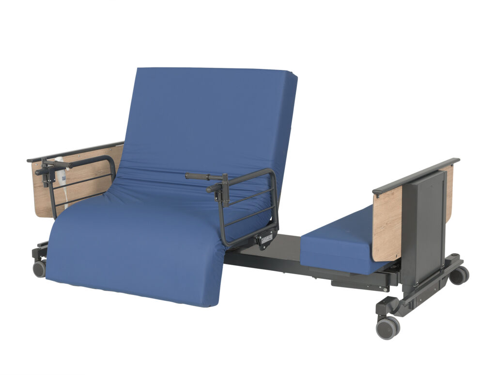 Heavy duty rotating bed for plus size users on a height adjustable platform